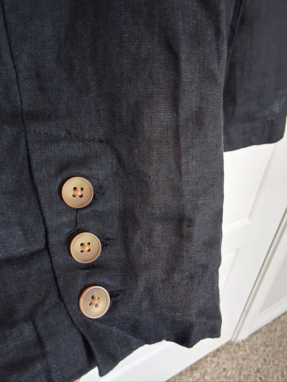 Quince 100% Organic European Linen Single-Breasted Blazer Jacket Black Women L - Picture 4 of 9